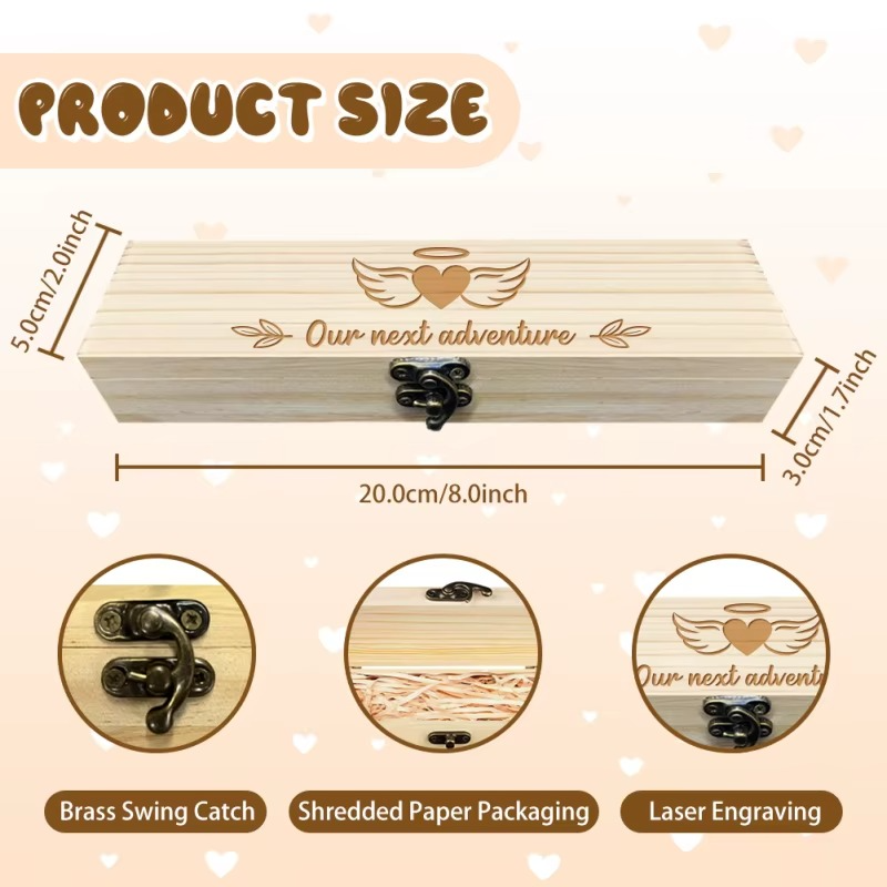 Pregnancy Announcement Wooden Keepsake Box – Pregnancy Test Reveal Gift Box with Slide Cover – Surprise Baby Announcement Memory Box for Mom, Dad & Grandparents