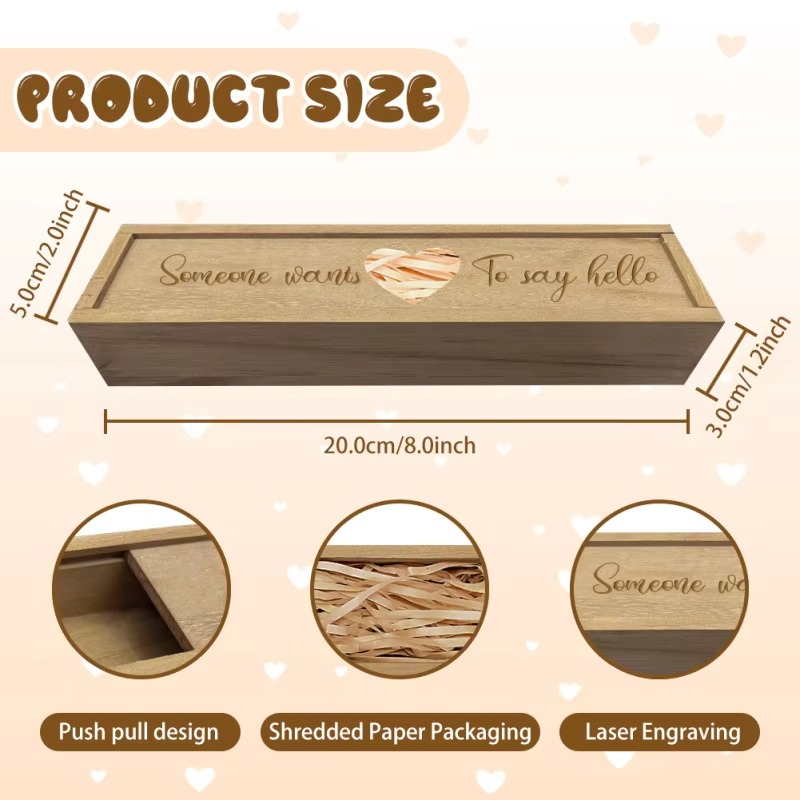 Pregnancy Announcement Wooden Keepsake Box – Pregnancy Test Reveal Gift Box with Slide Cover – Surprise Baby Announcement Memory Box for Mom, Dad & Grandparents