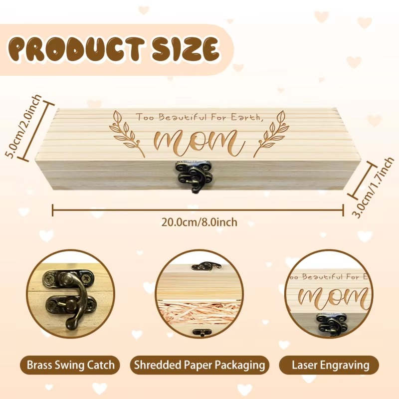 Pregnancy Announcement Wooden Keepsake Box – Pregnancy Test Reveal Gift Box with Slide Cover – Surprise Baby Announcement Memory Box for Mom, Dad & Grandparents