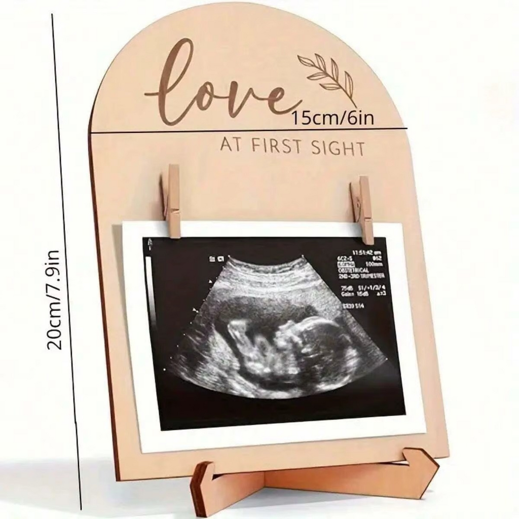 1PC Cute Wooden Ultrasound Photo Frame – Pregnancy Announcement Sonogram Picture Frame – Baby Ultrasound Keepsake Decor for Nursery, Daycare & Baby Shower Gift