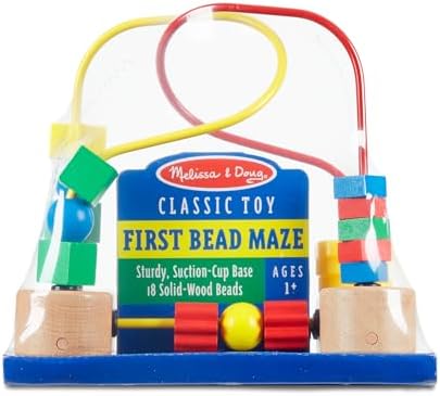 First Bead Maze - Wooden Educational Baby Toy with Suction Cups, for Floor, High Chair or Toddler Table, Toddler Toys for Girls & Boys Ages 1+