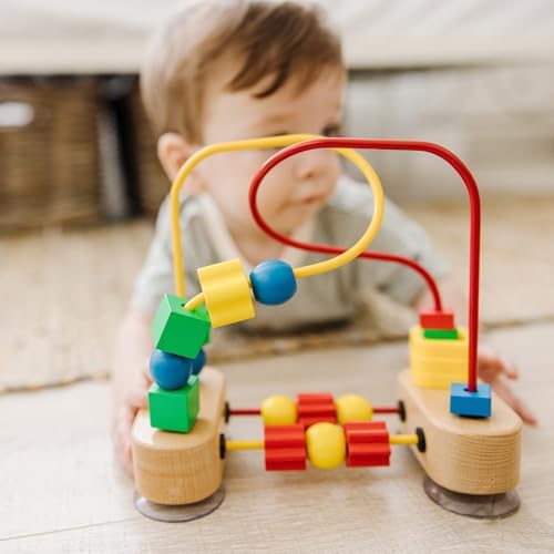First Bead Maze - Wooden Educational Baby Toy with Suction Cups, for Floor, High Chair or Toddler Table, Toddler Toys for Girls & Boys Ages 1+