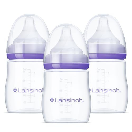Anti-Colic Baby Bottles, BPA-Free Plastic, 5 Ounces, 3 Count, Slow Flow Nipples (Size S), Breastfeeding Bottle with NaturalWave Design, Baby Essentials