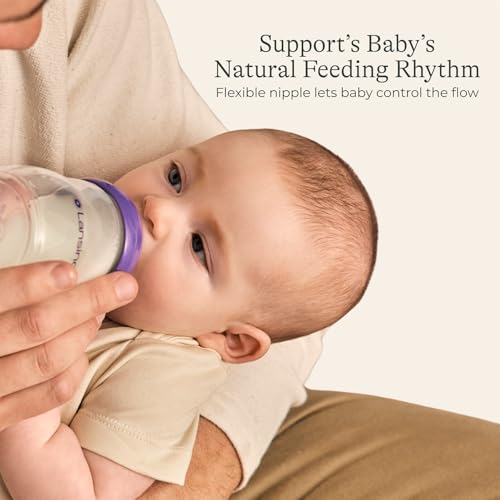 Anti-Colic Baby Bottles, BPA-Free Plastic, 5 Ounces, 3 Count, Slow Flow Nipples (Size S), Breastfeeding Bottle with NaturalWave Design, Baby Essentials