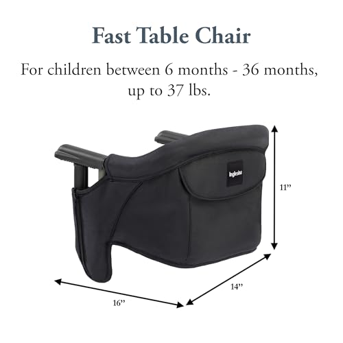 Fast Table Chair, Black - Portable Baby High Chair - for Babies & Toddlers up to 37 lbs - Collapsible Design - Fits Tables 0.8'' to 3.5'' Thick - Compact & Easy to Use - Travel Bag Included