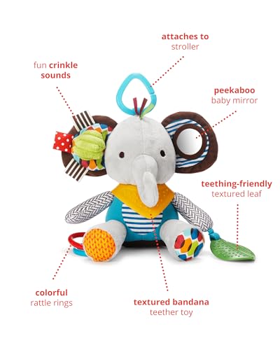 Bandana Buddies Baby Activity and Teething Toy with Multi-Sensory Rattle and Textures, Elephant