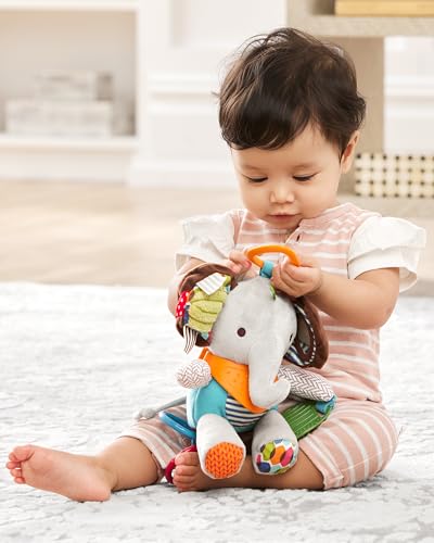 Bandana Buddies Baby Activity and Teething Toy with Multi-Sensory Rattle and Textures, Elephant