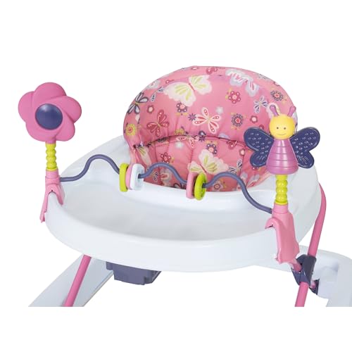 Trend Activity Walker with Removeable Toy Bar, Multi-Directional Front Wheels, Tray, Adjustable Height and Flat Fold Frame for Storage, Ages 6 Months +, Emily Pink