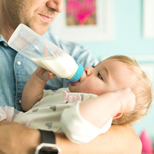 Feeding Classic Clear Plastic Standard Neck Bottles for Baby, Infant and Newborn - Teal/Green/Blue, 8 Ounce (Pack of 12)