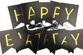 Black Happy Birthday Bunting Banner with Shiny Gold Letters Pre-Strung No DIY for Birthday Party Decorations (Black)