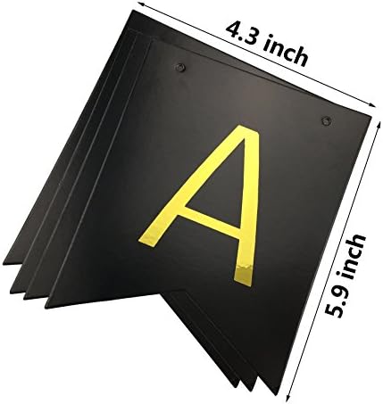 Black Happy Birthday Bunting Banner with Shiny Gold Letters Pre-Strung No DIY for Birthday Party Decorations (Black)
