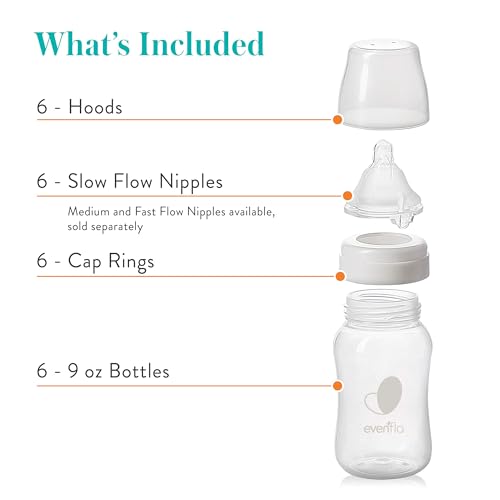 Feeding Premium Proflo Venting Balance Plus Wide Neck Baby, Newborn and Infant Bottles - Helps Reduce Colic - 9 Ounce (Pack of 6)