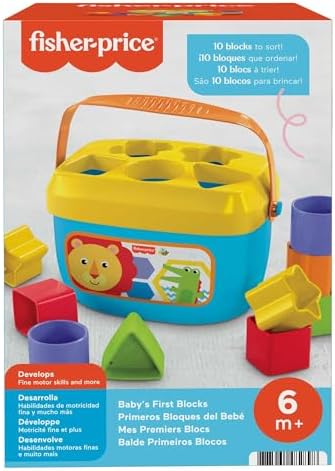 Stacking Toy Baby's First Blocks Set of 10 Shapes for Sorting Play for Infants Ages 6+ Months