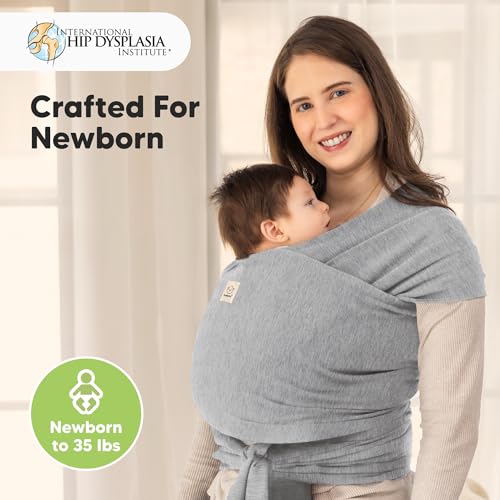 Baby Wrap Carrier - All in 1 Original Baby Carrier Newborn to Toddler Sling, Easy to Wear, Hands Free Bonding, Lightweight, Breathable Infant Wraps (Classic Gray)