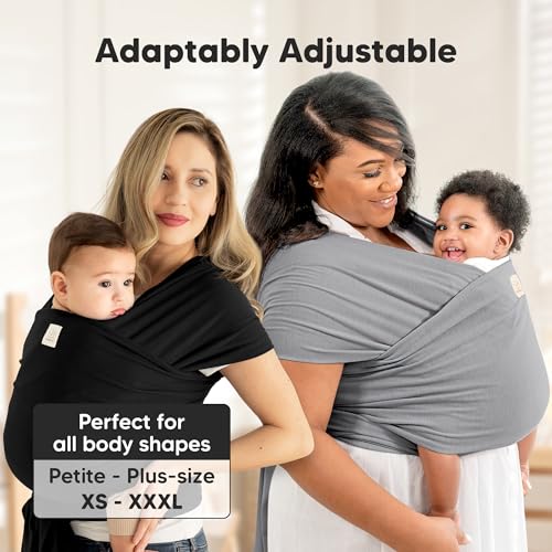 Baby Wrap Carrier - All in 1 Original Baby Carrier Newborn to Toddler Sling, Easy to Wear, Hands Free Bonding, Lightweight, Breathable Infant Wraps (Classic Gray)