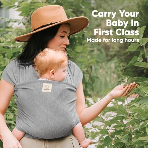 Baby Wrap Carrier - All in 1 Original Baby Carrier Newborn to Toddler Sling, Easy to Wear, Hands Free Bonding, Lightweight, Breathable Infant Wraps (Classic Gray)