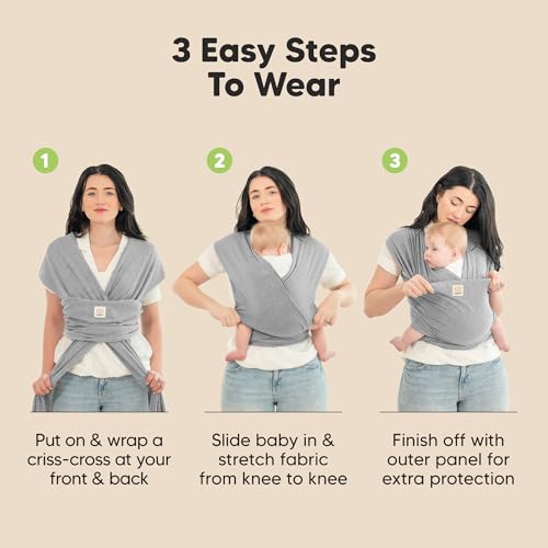 Baby Wrap Carrier - All in 1 Original Baby Carrier Newborn to Toddler Sling, Easy to Wear, Hands Free Bonding, Lightweight, Breathable Infant Wraps (Classic Gray)
