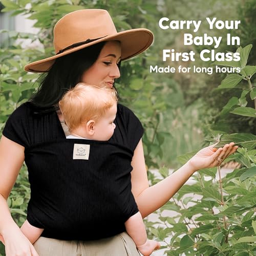 Baby Wrap Carrier - All in 1 Original Baby Carrier Newborn to Toddler Sling, Easy to Wear, Hands Free Bonding, Lightweight, Breathable Infant Wraps (Trendy Black)