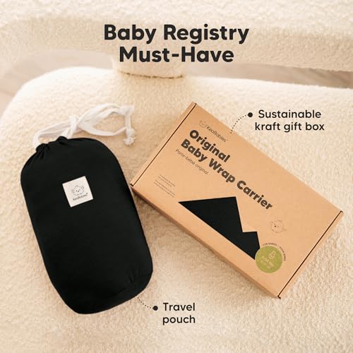 Baby Wrap Carrier - All in 1 Original Baby Carrier Newborn to Toddler Sling, Easy to Wear, Hands Free Bonding, Lightweight, Breathable Infant Wraps (Trendy Black)