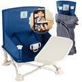 OmniBoost Travel Booster Seat with Tray for Baby | Folding Portable Baby Booster Seat for Dining Table, Camping, Beach, Grandma’s | Tip-Free Design Straps to Kitchen Chairs - Booster Chair