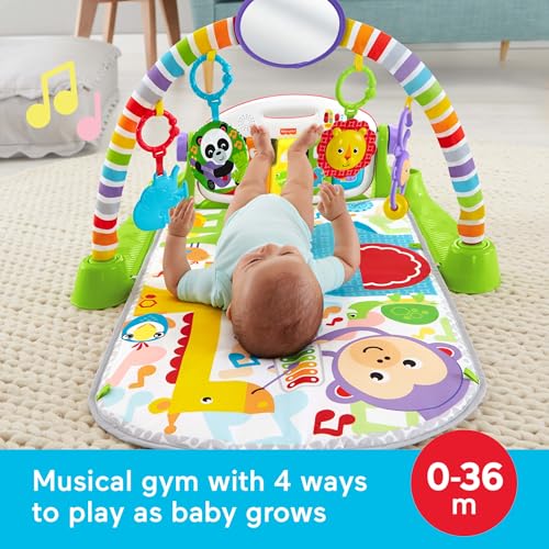 Baby Playmat Deluxe Kick & Play Piano Gym for Learning & 2 Maracas Soft Rattles for Newborn to Toddler Play Ages 0+ Months