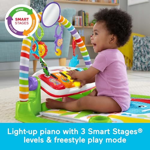 Baby Playmat Deluxe Kick & Play Piano Gym for Learning & 2 Maracas Soft Rattles for Newborn to Toddler Play Ages 0+ Months