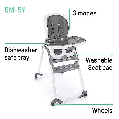 SmartClean Trio Elite 3-in-1 Convertible Baby High Chair, Toddler Chair, and Dining Booster Seat, For Ages 6 Months and Up, Unisex - Slate