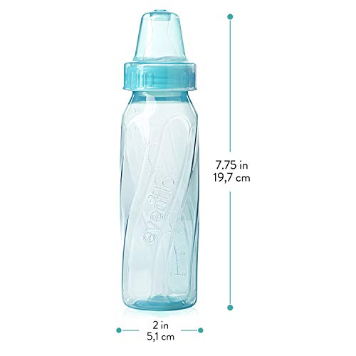 Feeding Classic Tinted Plastic Standard Neck Bottles for Baby, Infant and Newborn, Pink/Lavender/Teal, 8 Oz, 12 Bottles