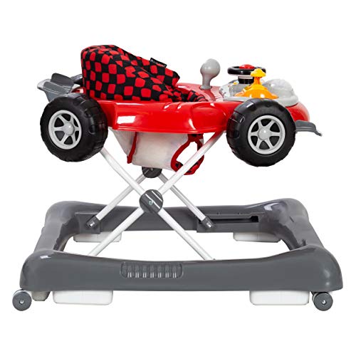 Trend 5.0 Activity Walker with Removable Toy Bar (Lights and Sounds), Adjustable Height and Flat Fold Frame for Storage, Ages 6 Months +, Speedster Red