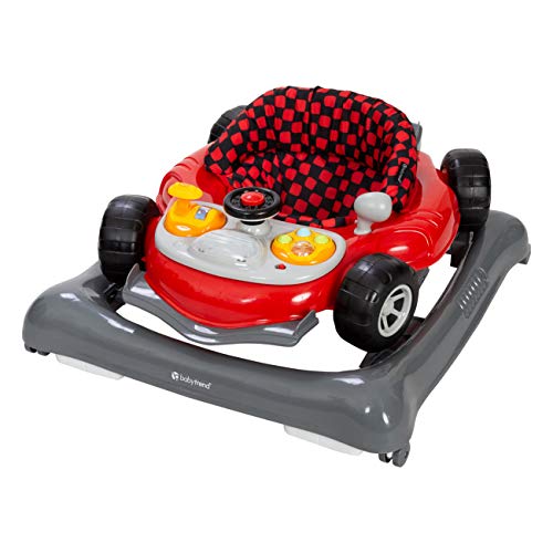 Trend 5.0 Activity Walker with Removable Toy Bar (Lights and Sounds), Adjustable Height and Flat Fold Frame for Storage, Ages 6 Months +, Speedster Red