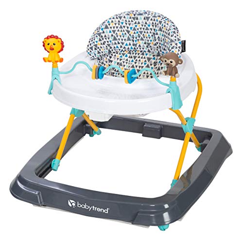 Trend Activity Walker with Removeable Toy Bar, Multi-Directional Front Wheels, Tray, Adjustable Height and Flat Fold Frame for Storage, Ages 6 Months +, Zoo-ometry Grey