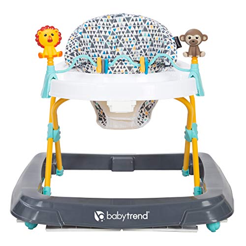 Trend Activity Walker with Removeable Toy Bar, Multi-Directional Front Wheels, Tray, Adjustable Height and Flat Fold Frame for Storage, Ages 6 Months +, Zoo-ometry Grey