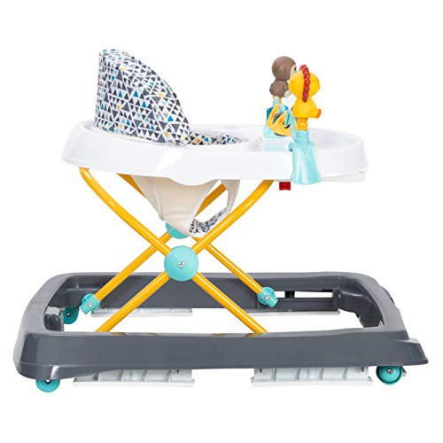 Trend Activity Walker with Removeable Toy Bar, Multi-Directional Front Wheels, Tray, Adjustable Height and Flat Fold Frame for Storage, Ages 6 Months +, Zoo-ometry Grey
