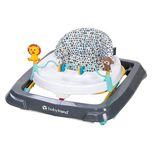 Trend Activity Walker with Removeable Toy Bar, Multi-Directional Front Wheels, Tray, Adjustable Height and Flat Fold Frame for Storage, Ages 6 Months +, Zoo-ometry Grey