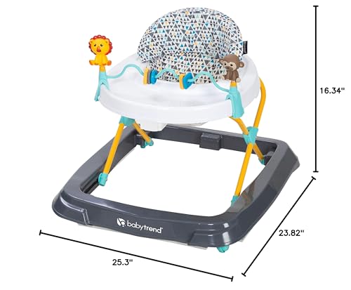 Trend Activity Walker with Removeable Toy Bar, Multi-Directional Front Wheels, Tray, Adjustable Height and Flat Fold Frame for Storage, Ages 6 Months +, Zoo-ometry Grey