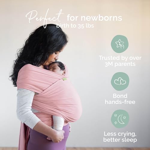 Baby Wrap Carrier – Original Baby Sling Carrier for Newborns (7–35 lbs), Soft, Secure, Hands-Free & Ergonomic, Ideal for Comfortable Bonding, New Parents (Serenity Bloom)