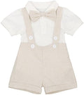 Baby Boys Formal Suit Set Short Sleeve Romper Suspenders Shorts Pants Bowtie Wedding Tuxedo Outfits Cake Smash Clothes