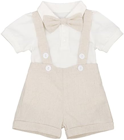 Baby Boys Formal Suit Set Short Sleeve Romper Suspenders Shorts Pants Bowtie Wedding Tuxedo Outfits Cake Smash Clothes