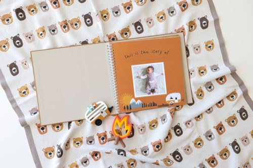 Little Camper Baby Memory Book – First Year Journal, 5-Year Milestone Scrapbook & Photo Album – Rustic, Woodland Adventure Keepsake for Baby Boy or Girl – Ideal Gift