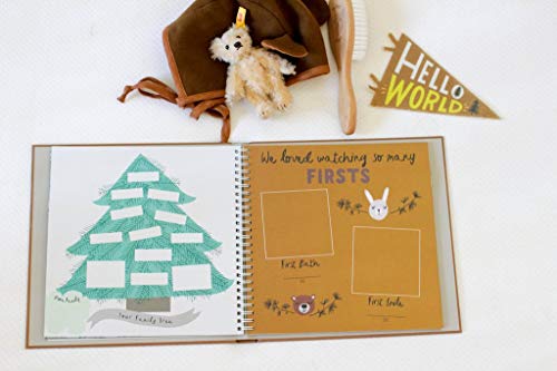 Little Camper Baby Memory Book – First Year Journal, 5-Year Milestone Scrapbook & Photo Album – Rustic, Woodland Adventure Keepsake for Baby Boy or Girl – Ideal Gift