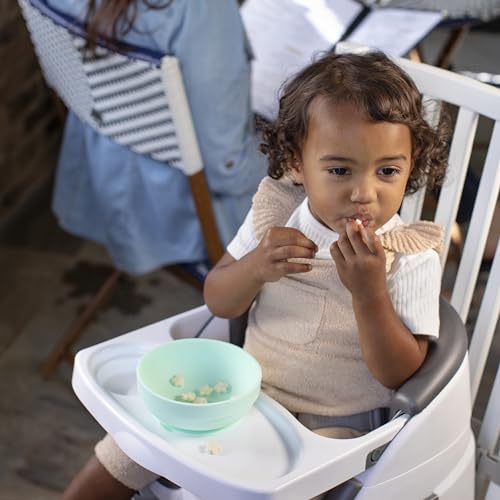 Baby Base 2-in-1 Booster Feeding and Floor Seat with Self-Storing Tray - Slate