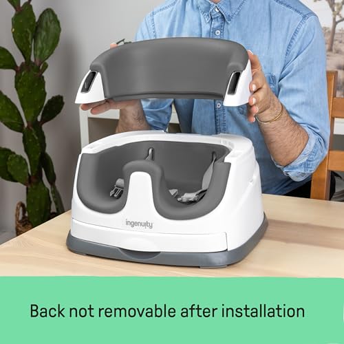 Baby Base 2-in-1 Booster Feeding and Floor Seat with Self-Storing Tray - Slate