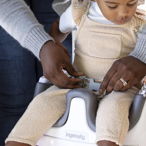 Baby Base 2-in-1 Booster Feeding and Floor Seat with Self-Storing Tray - Slate