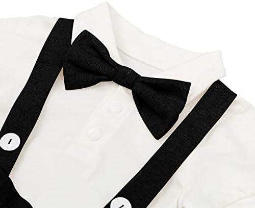 Baby Boys Formal Suit Set Short Sleeve Romper Suspenders Shorts Pants Bowtie Wedding Tuxedo Outfits Cake Smash Clothes