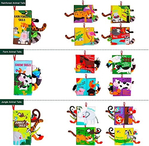 Baby Books Toys, Touch and Feel Cloth Crinkle Soft Books, Toys for 0-3-6-12-18 Months Infant Newborn Baby Boy Girl Shower Gifts Set, Sensory Learning Stroller Toys (3PCS)