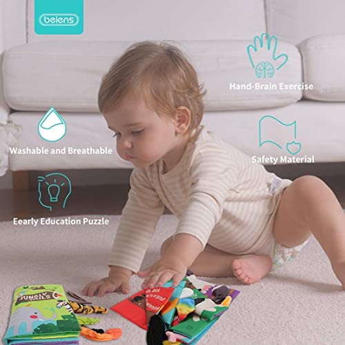 Baby Books Toys, Touch and Feel Cloth Crinkle Soft Books, Toys for 0-3-6-12-18 Months Infant Newborn Baby Boy Girl Shower Gifts Set, Sensory Learning Stroller Toys (3PCS)