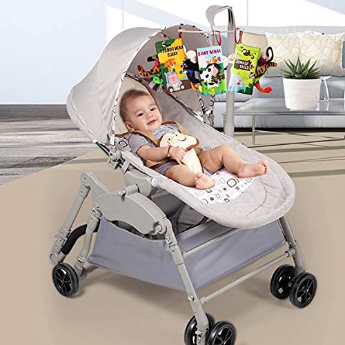 Baby Books Toys, Touch and Feel Crinkle Cloth Book for Infant Baby 0-3-6-12-18 Months, Early Development Interactive Stroller Soft Toys, Newborn Gifts for Boys Girls