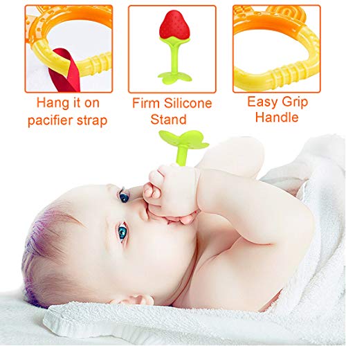 Baby Teething Toys 6 Packs BPA Free Silicone Baby Teethers, Freezer Safe Organic Infant Teething Toys Soft & Textured for Natural Brain Development