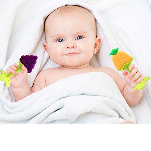 Baby Teething Toys 6 Packs BPA Free Silicone Baby Teethers, Freezer Safe Organic Infant Teething Toys Soft & Textured for Natural Brain Development