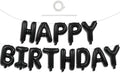 Black Happy Birthday Balloons Banner Decoration 16 Inch Mylar Foil Letters Birthday Sign Banner Bunting Reusable for 30th 40th 50th 60th Men Adults and Halloween Party Supplies